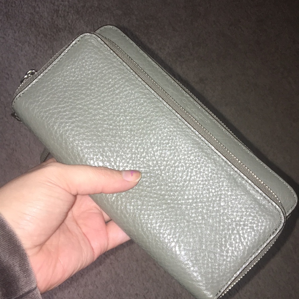 Army green Coach wallet/wristlet